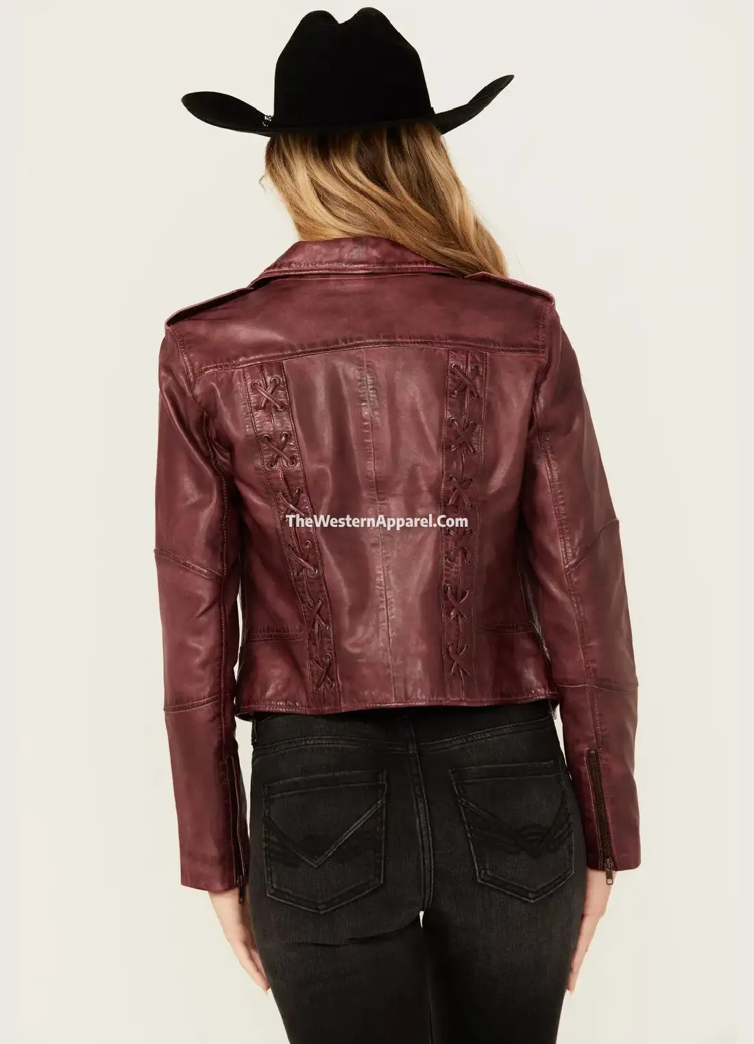 maroon leather sparrow jacket for women stylish and bold 2
