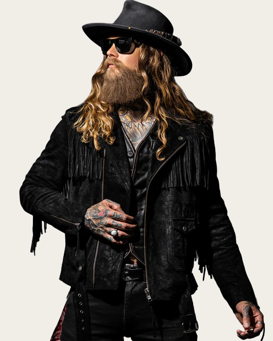 Mens-Black-Fringes-Suede-Leather-Western-Cowboy-Jacket-1
