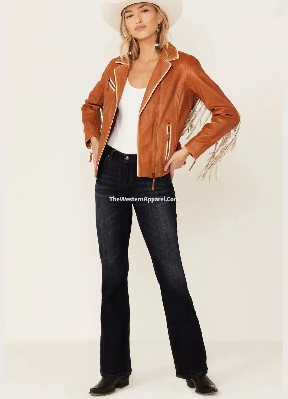 women's fringe leather jacket birchwood design 2