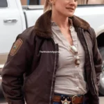 Longmire Katee Sackhoff Distressed Shearling Bomber Jacket