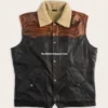 Men Two-Tone Leather Sherpa Collar Vest (1)
