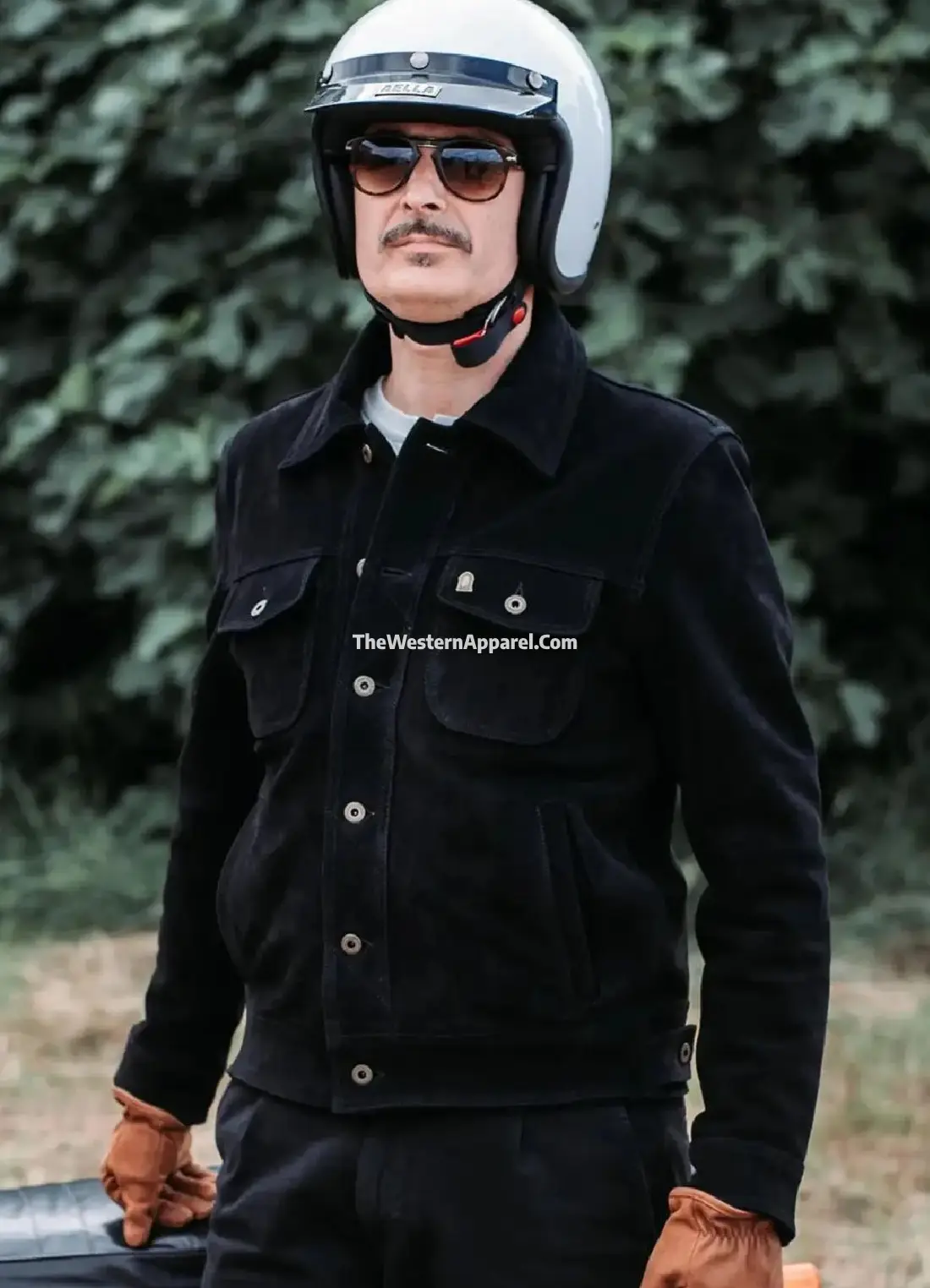 Men's Black Suede Leather Jacket Gold Bison Collection 1