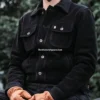 Men's Black Suede Leather Jacket Gold Bison Collection 2