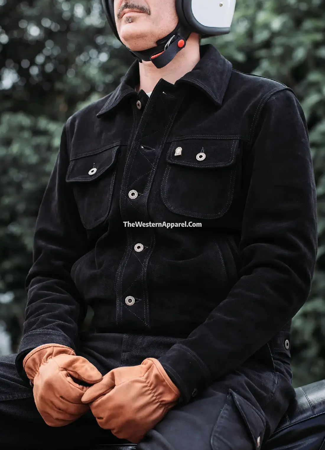 Men's Black Suede Leather Jacket Gold Bison Collection 2