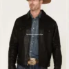 Solid Black Trucker Leather Jacket (1)