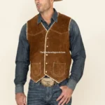Western Brown Boar Suede Vest