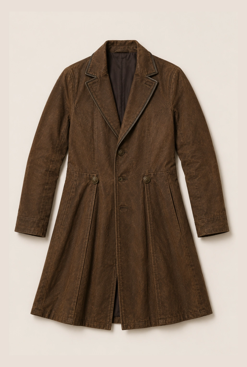 Brown Leather Long Coat 1883 James Dutton Yellowstone