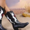Fashion Mixed Color Cowgirl High Knee Boots with Pointed Toe (1)