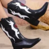 Fashion Mixed Color Cowgirl High Knee Boots with Pointed Toe (2)