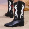Fashion Mixed Color Cowgirl High Knee Boots with Pointed Toe (3)