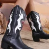 Fashion Mixed Color Cowgirl High Knee Boots with Pointed Toe (5)