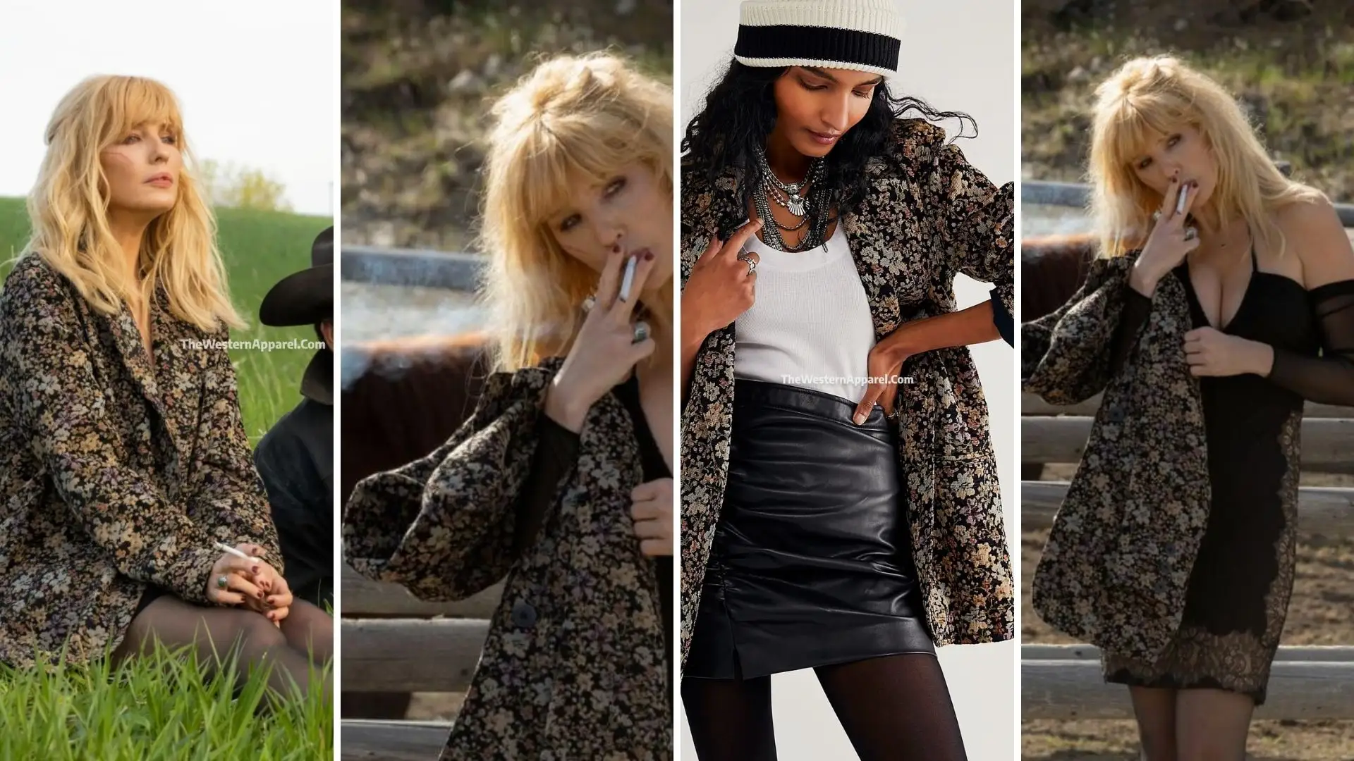 How to Dress Like Yellowstone Beth Dutton Beth Dutton Floral Coat