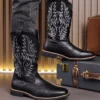 Men’s Fashion High Top Western Boots with Embroidered Print (1)