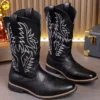 Men’s Fashion High Top Western Boots with Embroidered Print (10)