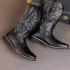 Men’s Fashion High Top Western Boots with Embroidered Print (11)