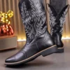 Men’s Fashion High Top Western Boots with Embroidered Print (2)