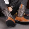 Men’s Fashion High Top Western Boots with Embroidered Print (4)