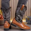 Men’s Fashion High Top Western Boots with Embroidered Print (5)