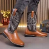 Men’s Fashion High Top Western Boots with Embroidered Print (6)
