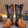 Men’s Fashion High Top Western Boots with Embroidered Print (8)