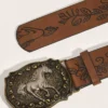 Peony Patterned PU Belt with Neutral Horse Head Buckle The Western Apparel (7)