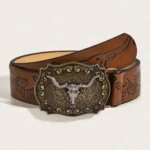 Vintage Cowboy Wind Belt with Western Buckle