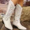 Retro Star Embroidered Square Heel Western Boots for Women (11)