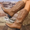 Retro Star Embroidered Square Heel Western Boots for Women (7)