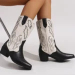Vintage Western Women's Leather Pointy Heel Boots