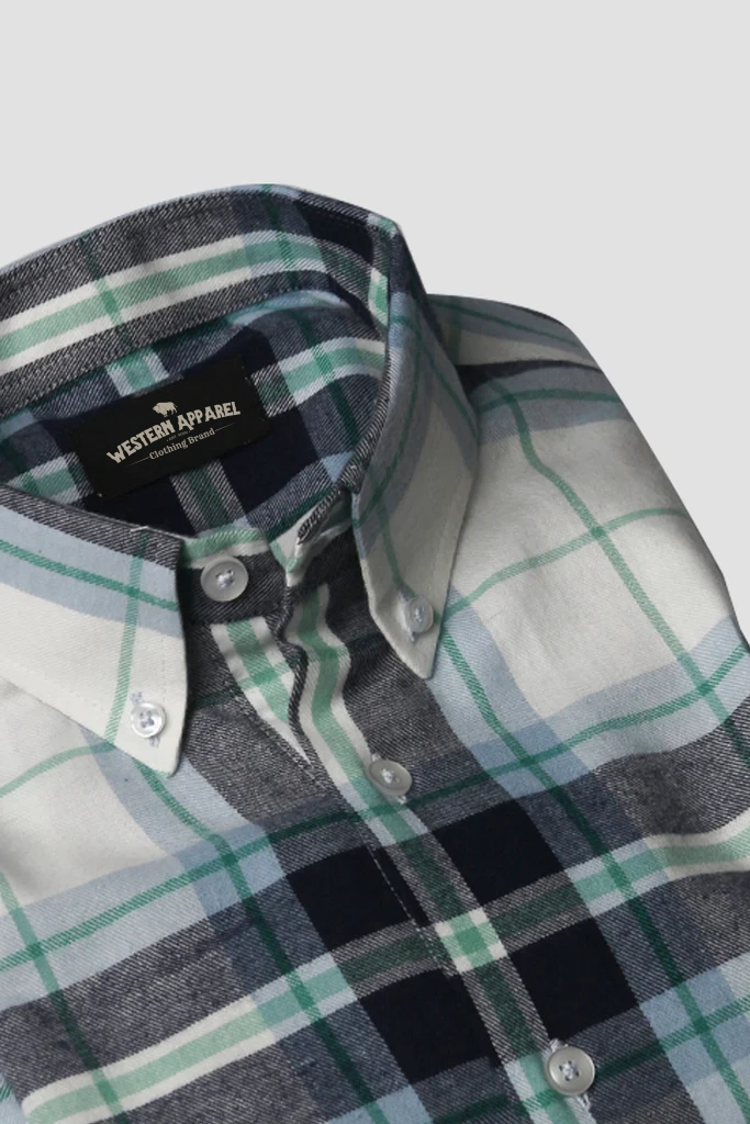 Timberline Blue-Green Plaid Flannel Shirt Western Apparel Shirt (5)