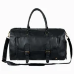 Midnight Black Leather Overnight Bag