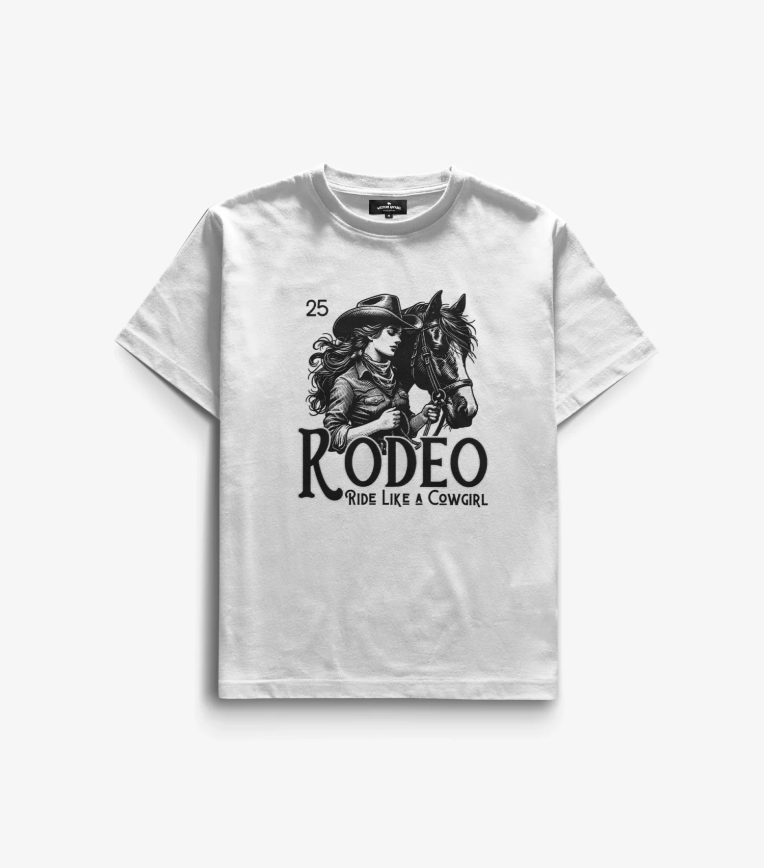 Rodeo Ride Like A Cowgirl Western Girl White T-Shirt (1)