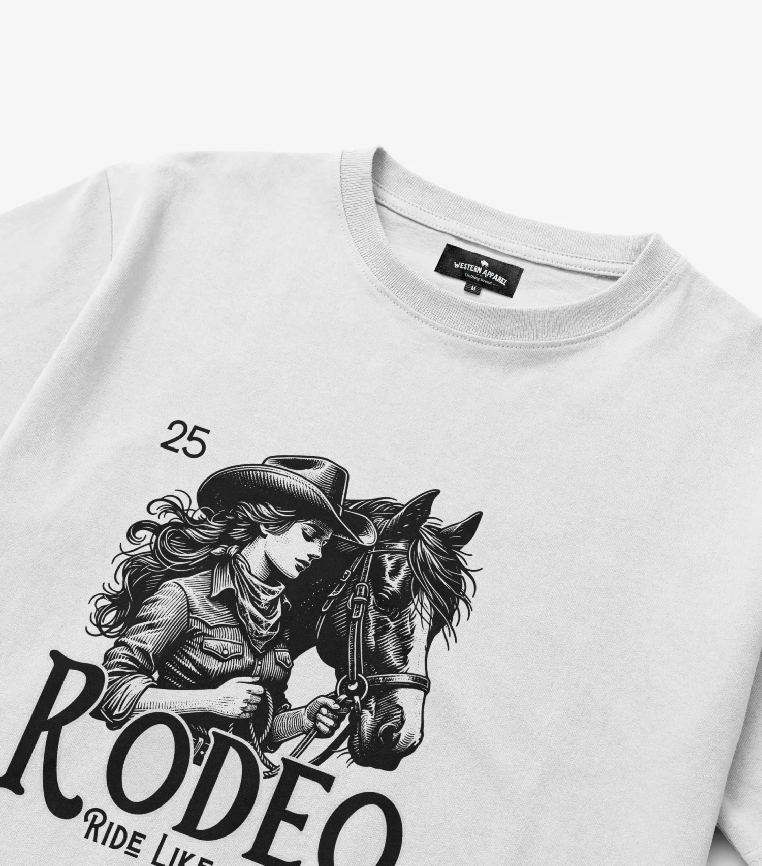 Rodeo Ride Like A Cowgirl Western Girl White T-Shirt (2)