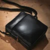 Traveler's Black Leather Crossbody Pouch (1)