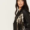 Black Thunder Studded Fringe Leather Jacket – Western Cowgirl Spirit (3)