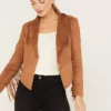 Canyon Sunset Cropped Fringe Jacket – Real Suede Western Style (4)