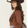 Dakota Fringe Suede Cropped Jacket – Western Studded Style (1)