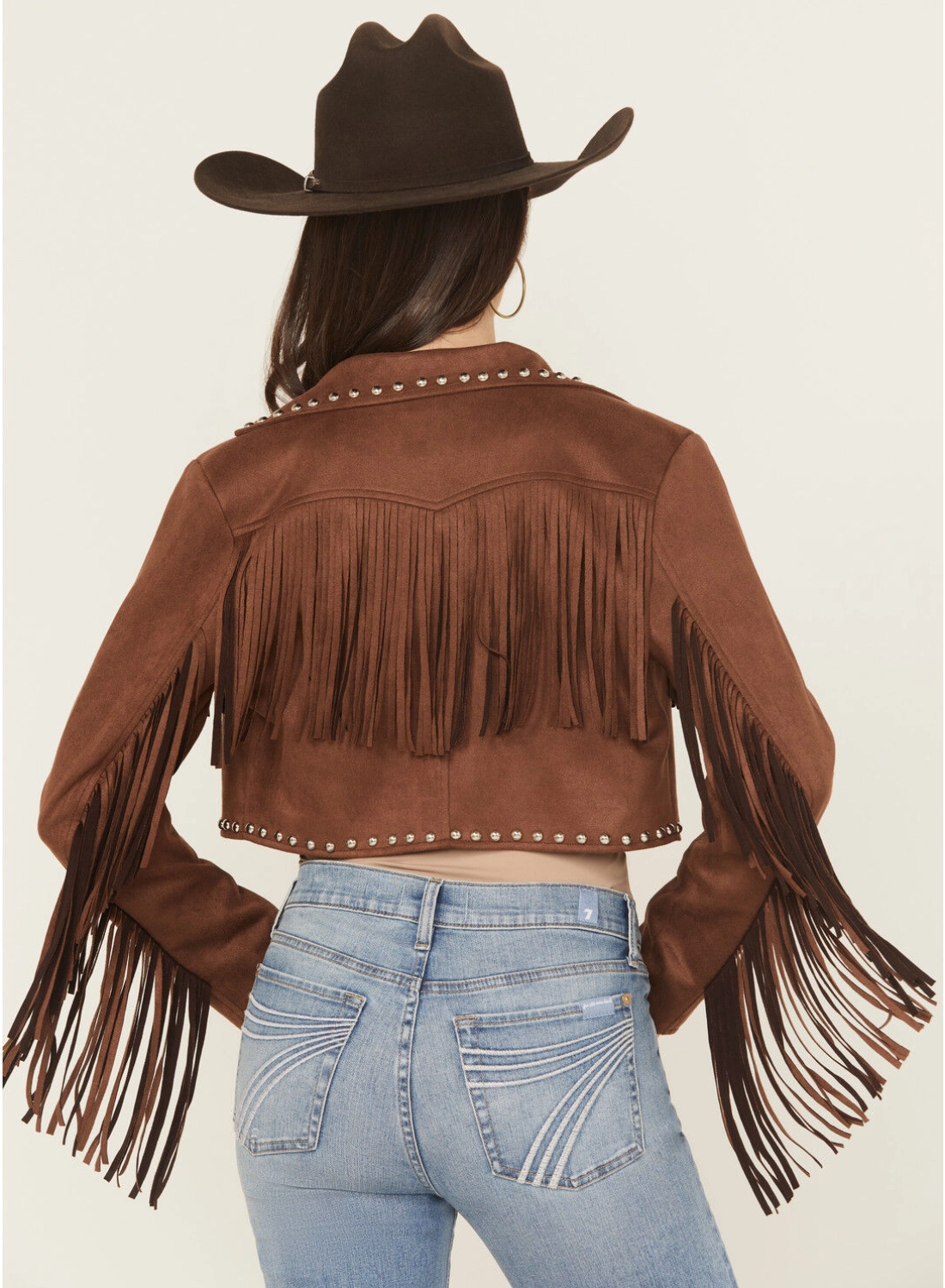 Dakota Fringe Suede Cropped Jacket – Western Studded Style (2)