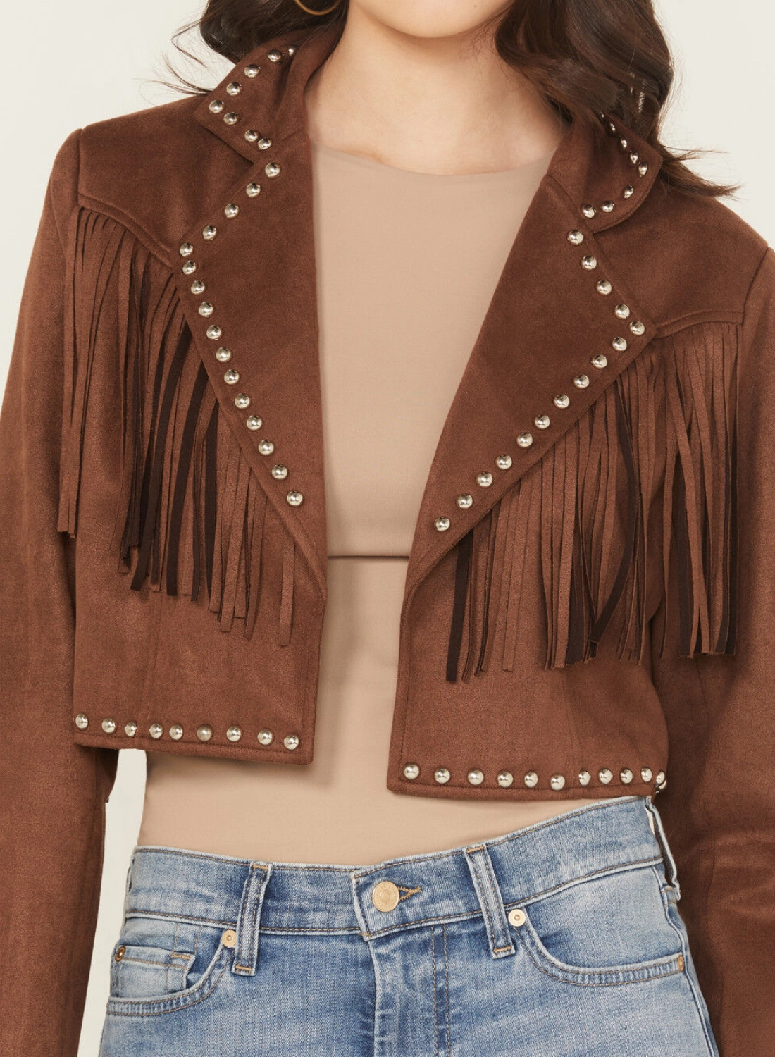 Dakota Fringe Suede Cropped Jacket – Western Studded Style (3)