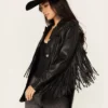 Midnight Rider Fringe Leather Shacket – Black Western Edge (2)