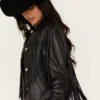 Midnight Rider Fringe Leather Shacket – Black Western Edge (4)
