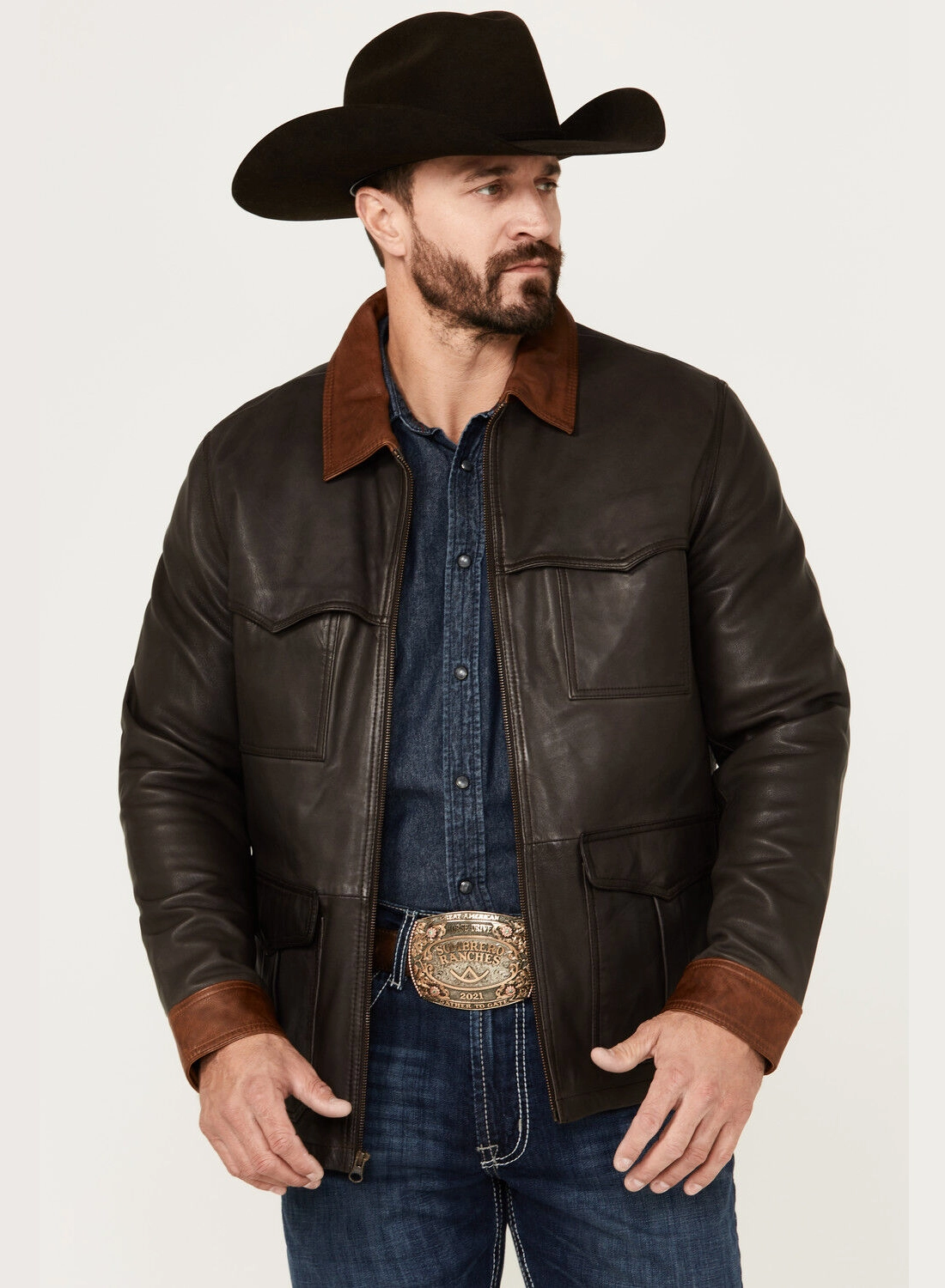 Outlaw Edge Leather Jacket – Black & Brown Western Style (2)