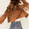 Prairie Belle Real Suede Fringe Jacket – Beige Western Cowgirl Style (3)