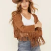 Prairie Belle Real Suede Fringe Jacket – Beige Western Cowgirl Style (5)