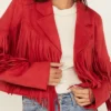 Rodeo Red Suede Fringe Jacket – Western Women's Cropped Style (1)