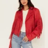 Rodeo Red Suede Fringe Jacket – Western Women's Cropped Style (2)