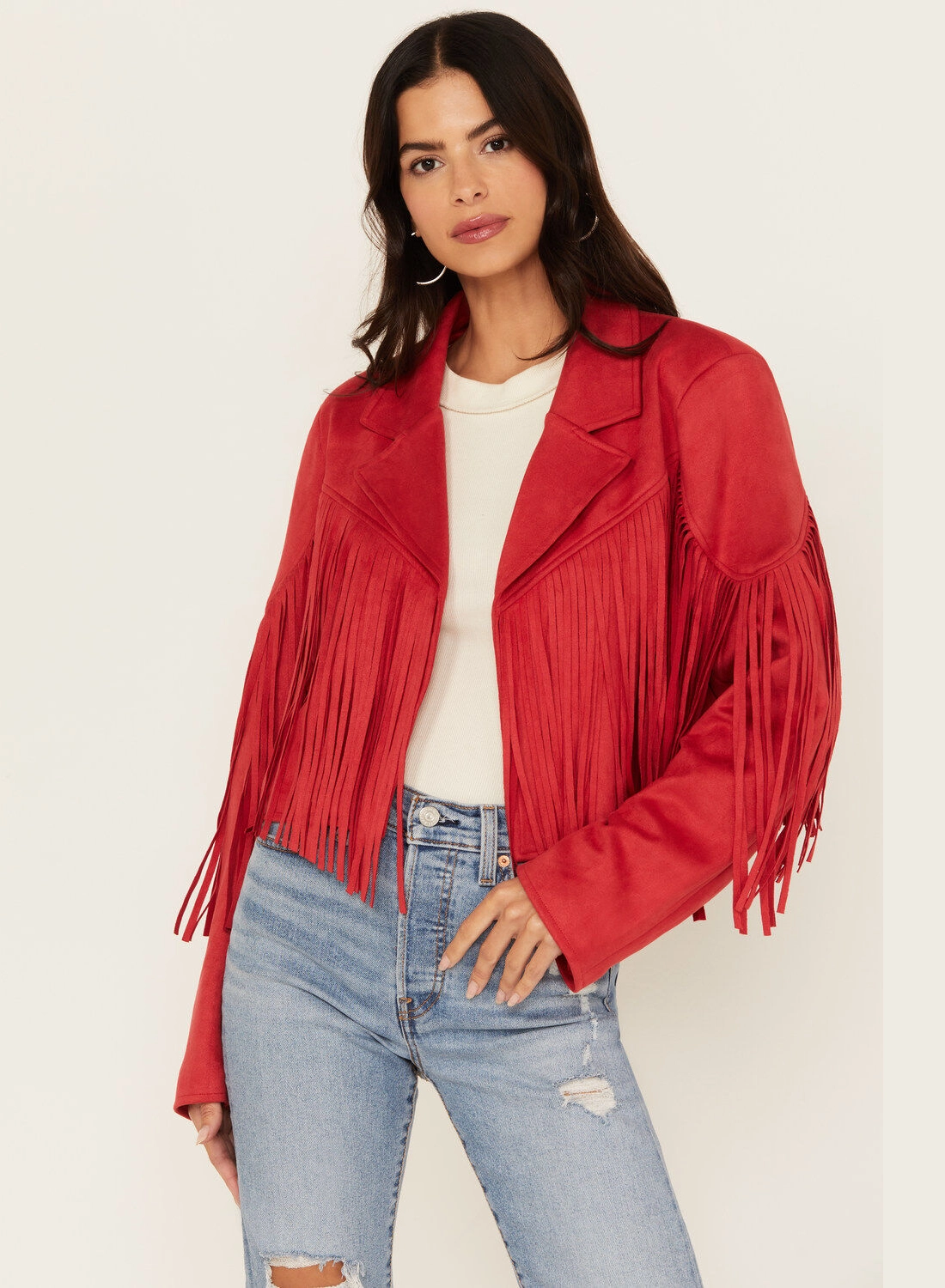 Rodeo Red Suede Fringe Jacket – Western Women's Cropped Style (2)