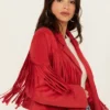 Rodeo Red Suede Fringe Jacket – Western Women's Cropped Style (3)