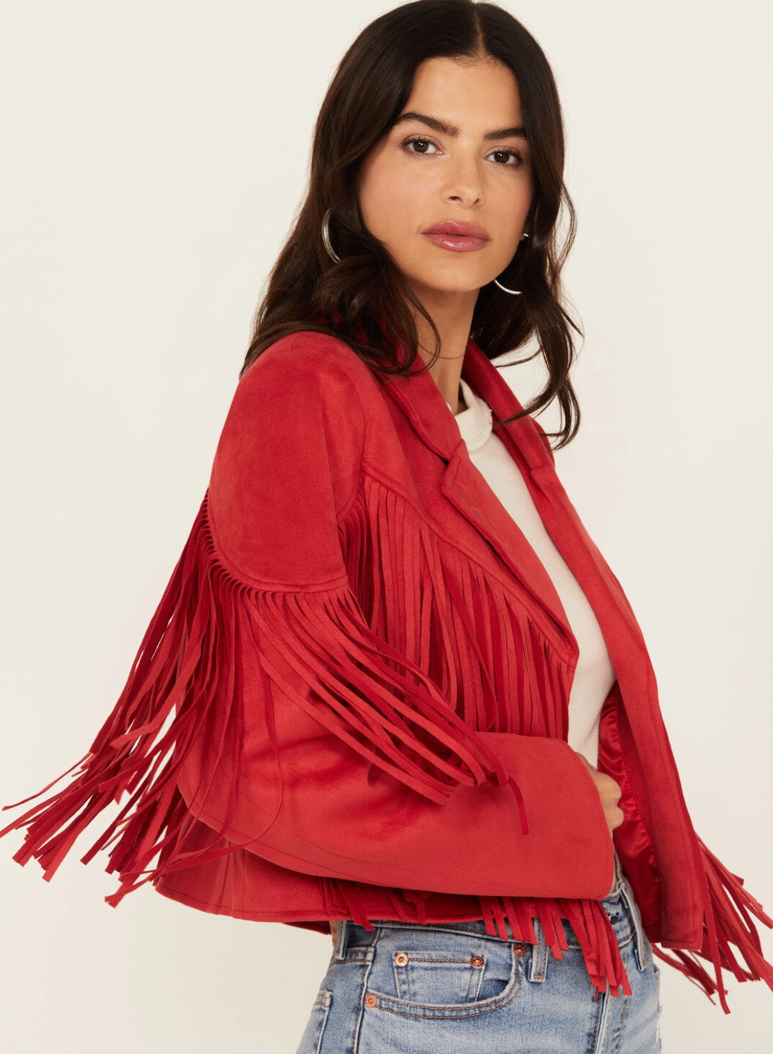 Rodeo Red Suede Fringe Jacket – Western Women's Cropped Style (3)