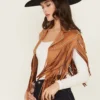 Sundance Suede Fringe Cape Jacket – Tan Western Charm (3)